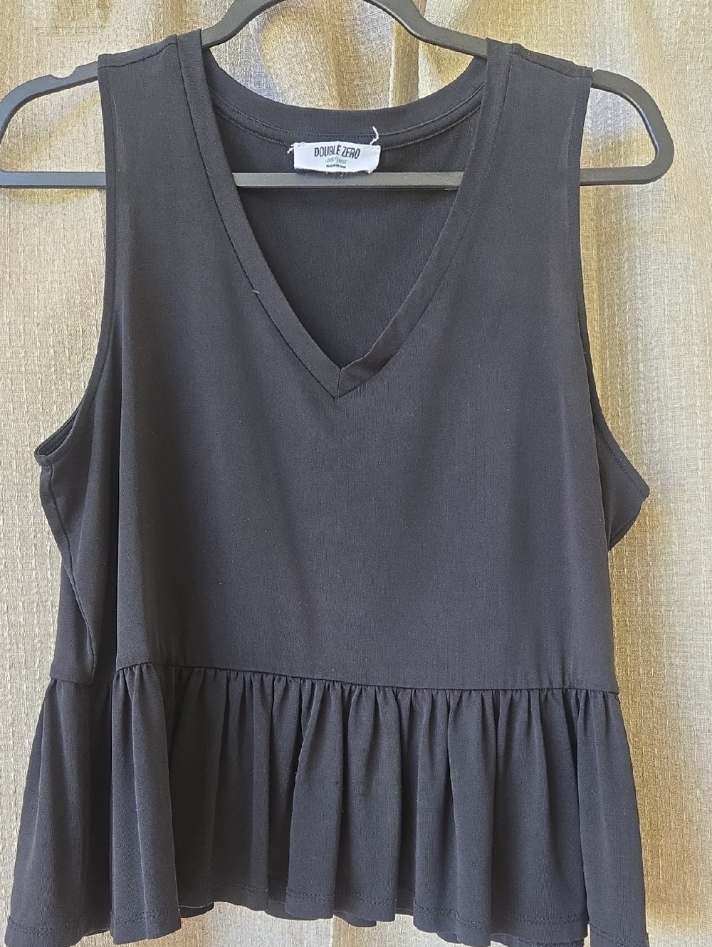 Double Zero Black V-Neck Peplum Tank